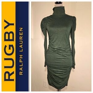 RUGBY 🏈 Green Ruched Dress